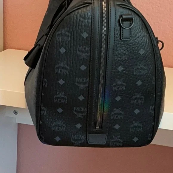 MCM Black Ottomar Weekender Duffel Bag Luxurious Travel Essential - Picture 5 of 12